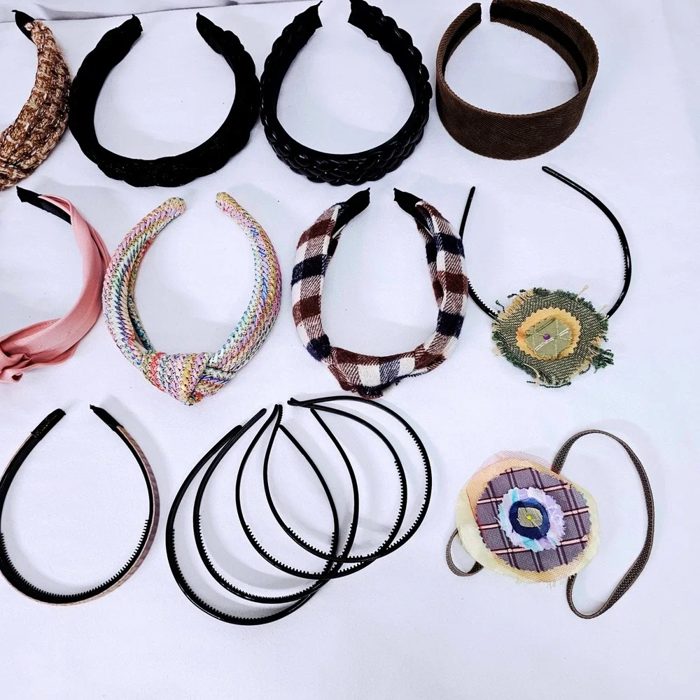 Fashion Headbands Set Women Girls Lot 20pc Twisted Knot Pearl Plaid Ruffle Metal